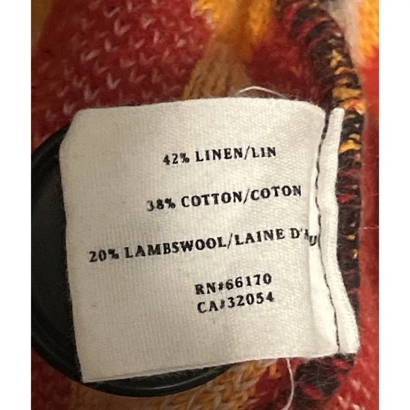 Anthropologie Wool Blend Sparrow Cardigan Sweater Women's M Geometric Brown Red - Picture 5 of 13